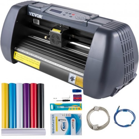 Comprar Máquina de Plotter de Corte 375 mm 10-800 mm/s Plotter de Corte de Vinilo 58,4 x 24,1 x 15,2cm Pantalla Táctil Inteligente 16 MB Software SignMaster Plóter de Corte para Hacer Signos Carteles