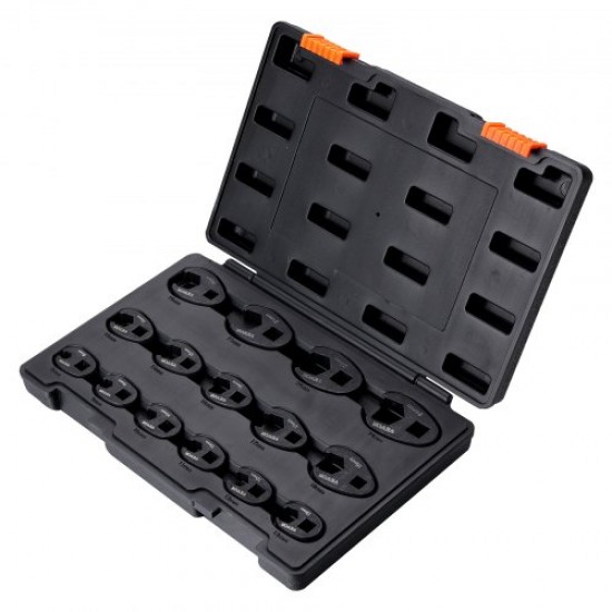 Comprar Conjunto de chave Crowfoot 15 PCS Square Drive CR-MO Chave de alavanca de aço 1/2 "e 3/8" com maleta de transporte compatível com chave de torque para reparo de carro