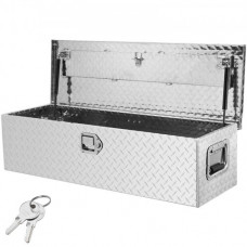 VEVOR Caja de herramientas de aluminio para camión, 99 x 33 x 25,4 cm, caja volcadora con cerradura con llaves y asas laterales para almacenamiento de contenedores de coche, autocaravana, remolque