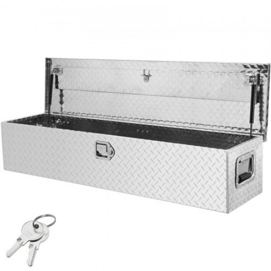 Comprar Caja de herramientas de aluminio para camión, 48" x 15" x 15", caja de descarga con cerradura con llaves y manijas laterales para almacenamiento de contenedores de automóviles, remolques camper