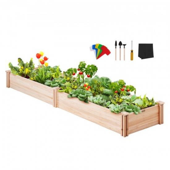 Comprar Cama Elevada de Jardín 240 x 60 x 25 cm Jardinería Elevada de Madera de Abeto para Cultivo de Flores Plantas Hierbas Huerto Urbano para Jardín Terraza Patio Balcón Color de Madera con Accesorios