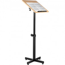 Podio de Madera de Pie 50x40 cm Podio Portátil de Madera Capacidad de 10 kg, Acero y Madera de Partículas, Podio de Madera Ajustable con Altura 76,5-109 cm para Escuelas, Color de Roble Antiguo