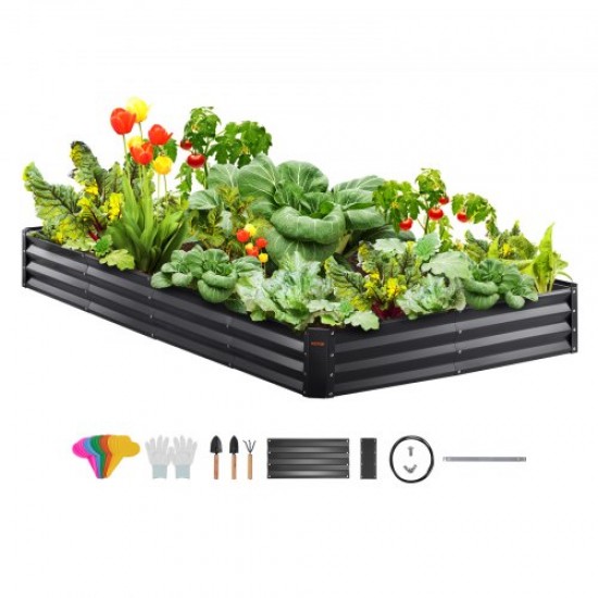 Comprar Cama de Jardín Elevada de Metal 240x120x28 cm Gris para Flores Vegetales