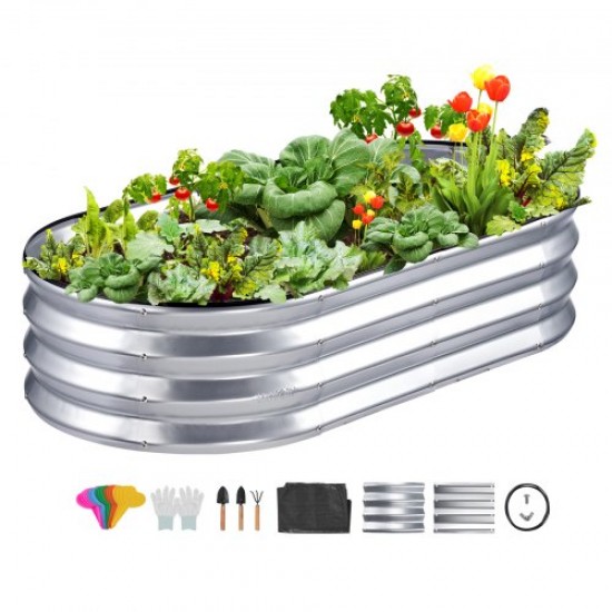 Buy Raised Garden Bed 122.5 x 62.5 x 28 cm Galvanized Metal Elevated Garden Bed for Growing Flowers Plants Herbs Urban Vegetable Garden for Garden Terrace Patio Balcony Silver with Accessories