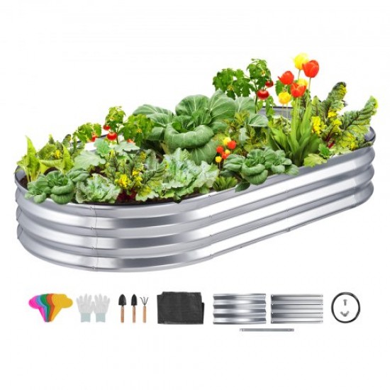 Buy Raised Garden Bed 182.5 x 92.5 x 28 cm Galvanized Metal Elevated Garden Bed for Growing Flowers Plants Herbs Urban Vegetable Garden for Garden Terrace Patio Balcony Silver with Accessories