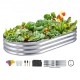 Buy Raised Garden Bed 182.5 x 92.5 x 28 cm Galvanized Metal Elevated Garden Bed for Growing Flowers Plants Herbs Urban Vegetable Garden for Garden Terrace Patio Balcony Silver with Accessories