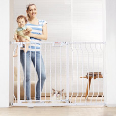 VEVOR Barrera de Seguridad Extensible Ancho de 75-123 cm Altura de 76 cm Cierre Automático Puerta de Escalera sin Taladrar Ancho de Apertura de 533 mm a 180° Valla para Niños y Perros para Interior