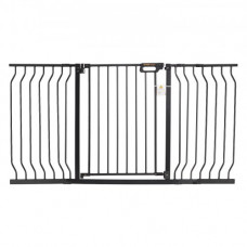 VEVOR Barrera de Seguridad Extensible Ancho de 75-147cm Altura de 76cm Cierre Automático Puerta de Escalera sin Taladrar Ancho de Apertura de 533mm 180° Valla para Niños y Perros para Interior, Negro