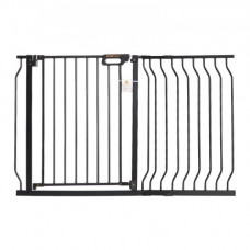 VEVOR Barrera de Seguridad Extensible Ancho de 75-123cm Altura de 76cm Cierre Automático Puerta de Escalera sin Taladrar Ancho de Apertura de 533mm 180° Valla para Niños y Perros para Interior, Negro