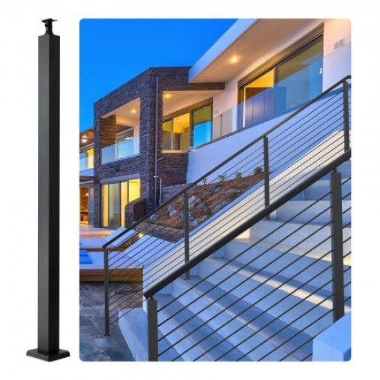 Comprar Poste de Barandilla 106,7x5x5 cm Barandilla para Escalones con Accesorios de Montaje Columna del Pasamano de Acero Inoxidable con Soporte de Montaje para Terraza Jardín interior/Exterior, Negro