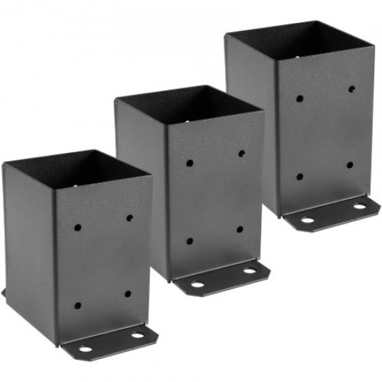 Comprar Base para Postes Cuadrados 16,4 x 9,6 x 14 cm, Anclaje Poste con Diámetro Interno 9,1 x 9,1 cm, Soporte para Postes de Madera Cuadrada, Anclajes Madera, Poste Galvanizado 3 Piezas Color Negro