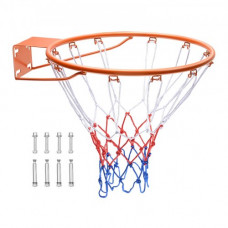 VEVOR Aro de Baloncesto Diámetro Exterior 483mm Canasta de Baloncesto de Acero al Carbono con Red Pieza de Repuesto de Portería de Baloncesto Montada en Pared para Entrenamiento de Baloncesto, Naranja