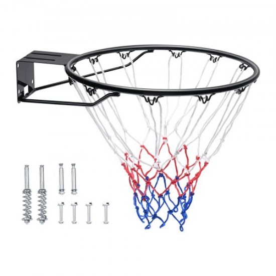 Comprar Aro de Baloncesto Diámetro Exterior 483 mm Canasta de Baloncesto de Acero al Carbono con Red Pieza de Repuesto de Portería de Baloncesto Montada en Pared para Entrenamiento de Baloncesto, Negro