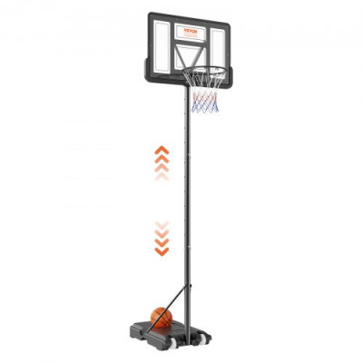 VEVOR Canasta de Baloncesto para Exterior/Interior Portátil Altura Ajustable de 122-305 cm Tablero de 112 cm con Soporte con Ruedas y Base Ponderada para Adultos y Niños, Entrenamiento de Baloncesto