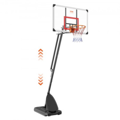 VEVOR Canasta de Baloncesto para Exterior/Interior Portátil Altura Ajustable de 232-305 cm Tablero de 128 cm con Soporte con Ruedas y Base Ponderada para Adultos y Niños, Entrenamiento de Baloncesto