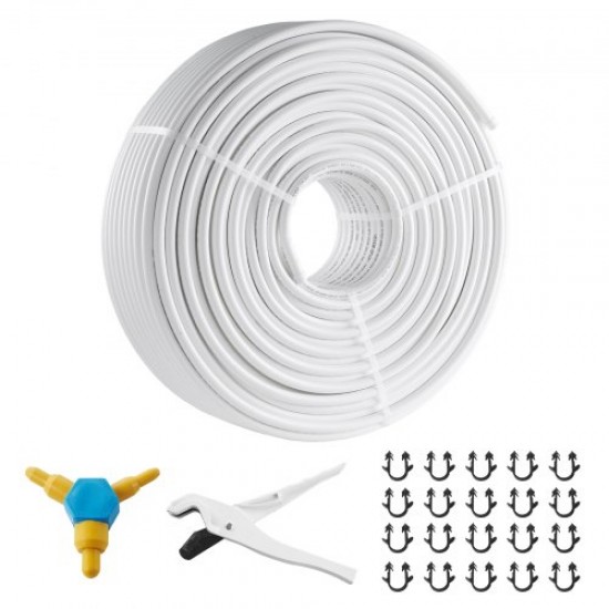 VEVOR Tubo PEX AL PEX para Calefacción por Suelo Radiante Rollo de 200m Tubo Compuesto de Aluminio y Plástico Φ 16mm Espesor de 2 mm Tubo con Barrera de Oxígeno para Gas, Agua Fría y Caliente de Hogar