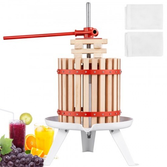 Koop Fruitwijnpers 12L massief houten mand met 6 blokken Handmatige sapcentrifuge voor het maken van sap, cider, appel, druif, groenten, honing, olijfolie met handgreep voor keuken