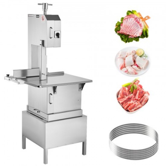 Comprar Sierra Eléctrica Comercial para Huesos de Carnicero 2200 W Máquina Cortadora de Huesos 1500 kg/h Cortadora Eléctrica para Carne Congelada Mesa de Trabajo 620x520 mm para Supermercado Restaurante