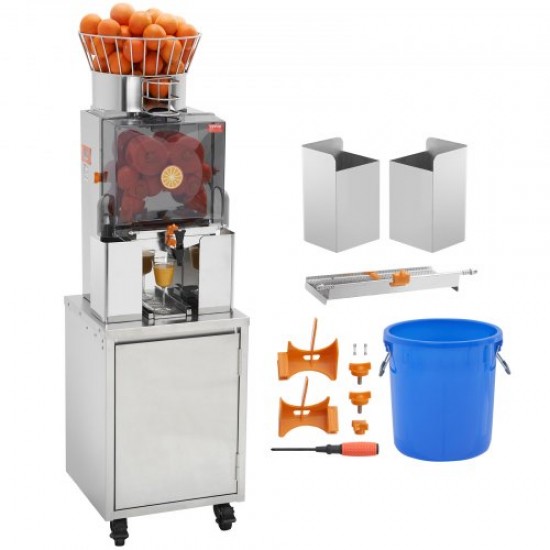 Comprar Exprimidor de Cítricos Eléctrico 120 W Extractor de Zumo de Naranja Comercial Automático con Filtro Extraíble Cubo de Recolección de Cáscaras y Grifo para Restaurantes, Cafeterías, Fruterías