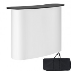VEVOR Mostrador de Pie de Feria 130 x 46,5 x 95 cm Mostrador de Exhibición con Pared, Mesa de Bar Plegable para Promoción Minorista, Podio Emergente con Estante de Almacenamiento, Bolsa de Transporte