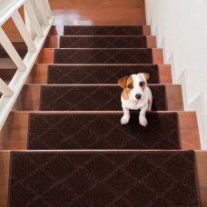 VEVOR Alfombras de Escalera Antideslizantes 71,6x23,2 cm 15 PCS Alfombras de Escalera Lavables a Máquina Grosor de 11 mm Alfombras de Seguridad Insonorizadas para Niños Mayores Perros Interior, Marrón