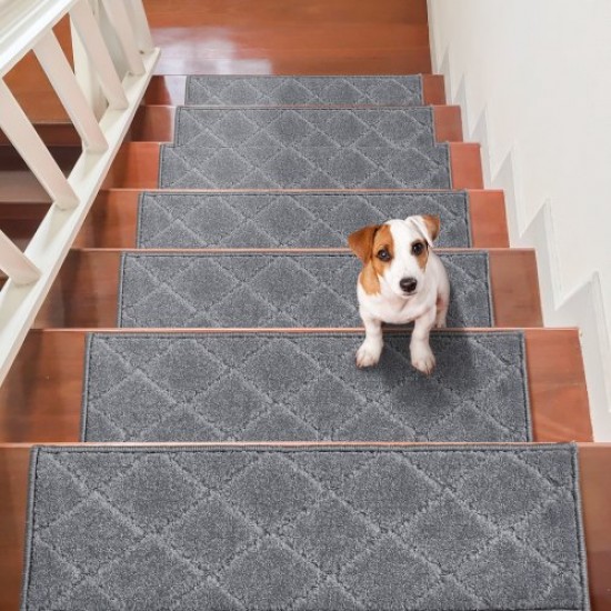 Comprar Alfombras de Escalera Antideslizantes 71,6x23,2 cm 15 Piezas Alfombras de Escalera Lavables a Máquina Grosor de 11mm Alfombras de Seguridad Insonorizadas para Niños Mayores Perros Interior, Gris