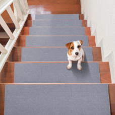 VEVOR Alfombras de Escalera Antideslizantes 76x20,3 cm 15 Piezas Alfombras de Escalera Lavables a Máquina Alfombras de Seguridad Insonorizadas para Niños Mayores Perros Interior, Gris