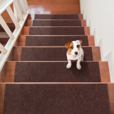 VEVOR Alfombras de Escalera Antideslizantes 76x20,3 cm 15 Piezas Alfombras de Escalera Lavables a Máquina Alfombras de Seguridad Insonorizadas para Niños Mayores Perros Interior, Marrón