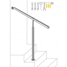 VEVOR Barandilla Escalera Pasamanos de Escaleras 80x90cm Pasamanos de Acero Inoxidable Pasamanos con Soporte y Tacos Metálicos Barandillas de Acero