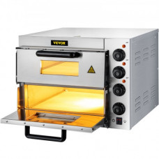 Horno de Pizza Eléctrico 3000W Horno de Acero Inoxidable 56 x 47,5 x 43 cm Tostador para Pizza con Dos Capas para Cocinar Pizza, Sándwiches, Pretzels, Plato Horneado, Patata, Pan, Pastel, Tarta