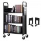 Comprar Carro para Libros, Carro para Biblioteca con Estante Plano de un Solo Lado en Forma de L, 150 kg, 790 x 385 x 1250 mm, Ruedas Bloqueables, Almacenamiento de Libros para Escuela, Negro