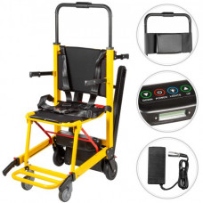 Silla de Ruedas Escalada Eléctrica Plegable para Subir Bajar Arriba/Abajo con Escaleras de Alta Resistencia (Negro Amarillo) 200W 110V