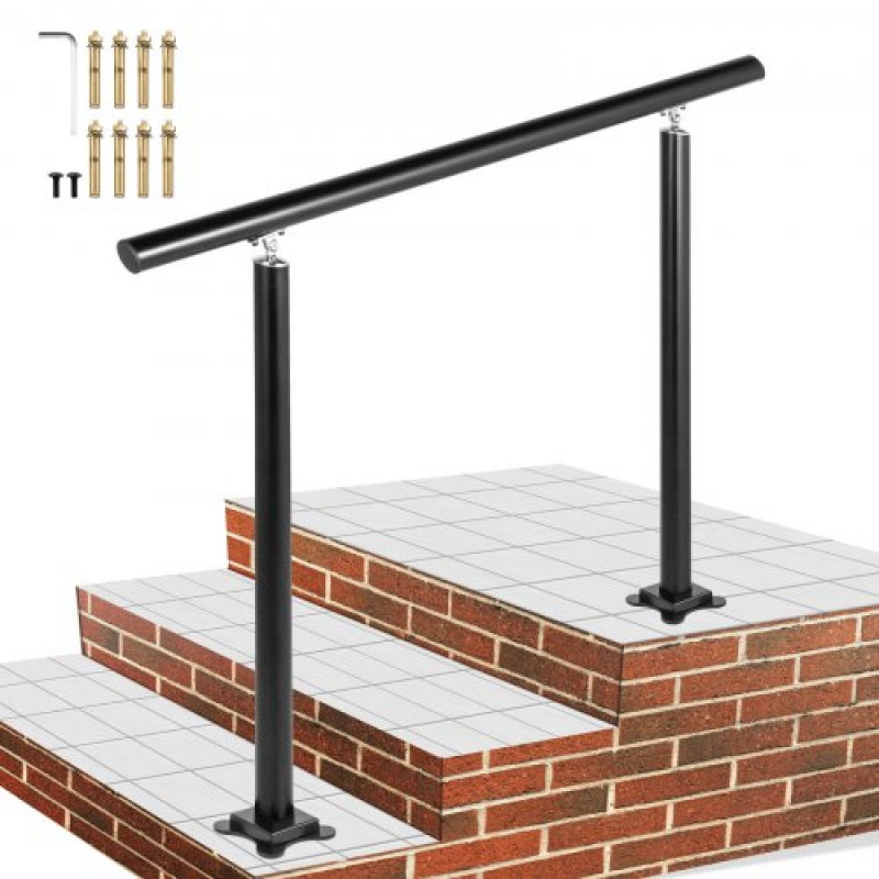 Pasamanos de Escalera Longitud 91,4 cm, Barandilla de Escalera Altura 86,4 cm, Pasamanos para Aire Libre con Espesor de 2 mm, Pasamanos para Exteriores e Interiores, Rango Ajustable Color Negro