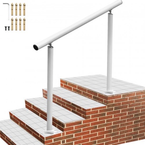 Buy Stair Handrail Length 121.9 cm, Stair Railing Height 86.4 cm, Outdoor Handrail with 2 mm Thickness, Handrails for Outdoor and Indoor Adjustable Range White Color