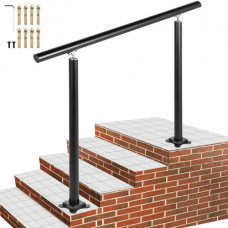 Pasamanos de Escalera Longitud 121,9 cm, Barandilla de Escalera Altura 86,4 cm, Pasamanos para Aire Libre con Espesor de 2 mm, Pasamanos para Exteriores e Interiores, Rango Ajustable Color Negro