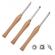 VEVOR Herramientas de Torneado de Madera 3 PCS Herramientas de Torno de Madera con Cortador de Carburo de Diamante Cuadrado Redondo con Asas Cómodas Caja 200mm 395x150x80mm Herramientas de Carpintería