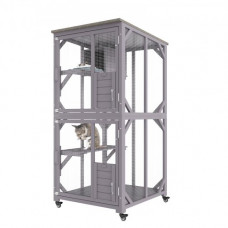 VEVOR Jaula para Gatos Jaula de 3 Niveles con Ruedas Bloqueables Recinto para Gatos Giratorio de 360° 760x865x1630 mm con Caja de Descanso para 1-2 Gatos Animales Pequeños Conejos, Interior y Exterior