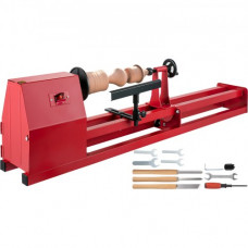 Torno para Madera 400 W Torno de Madera Profesional 220V 60Hz Torno para Madera con Variador de Velocidad Color Rojo con Llaves y Cinceles