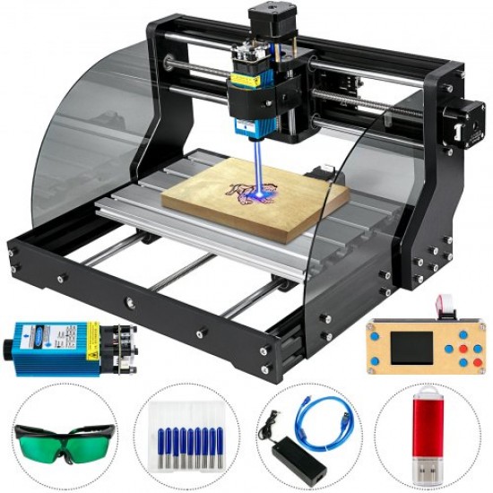 Comprar Cnc 3018 Pro Router Cnc 500MW Láser 3 Ejes Control Grbl Máquina de Grabado Láser 300 × 180 × 45mm Fresadoras para madera para tallado Fresado de