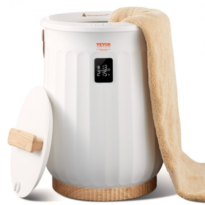 VEVOR Calentador de Toallas portátil Cubo de 20 L con Pantalla LED y Asa Calentador de Toallas Mantas de Cubo Albornoces Tiempo de Calentamiento Ajustable para Cuidado Facial Spa Masaje Baño, Blanco