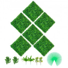 Paneles de Boj Artificial 6 Piezas Pantalla de Setos de Plantas Artificiales 50,8 x 50,8 cm Fondo de Pared de Césped Artificial Decoración para Cerca Pared Patio Jardín Pasillo Exterior Interior