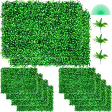 Plantas Hiedra Artificial 61 x 40,6 cm, Plantas Artificiales Decorativas 10 Piezas Estera de Seto Artificial de Boj con Espesor de 4 cm Jardín Vertical 100% PE Plantas Artificiales Colgantes