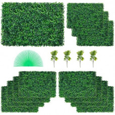 Plantas Hiedra Artificial 61 x 40,6 cm, Plantas Artificiales Decorativas 12 Piezas Estera de Seto Artificial de Boj con Espesor de 4 cm Jardín Vertical 100% PE Plantas Artificiales Colgantes