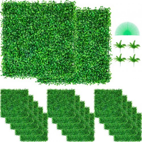 Buy 48Pcs 10x10 Inch Artificial Green Grass, High Density UV Resistant 100% PE Artificial Ivy Boxwood Panels, Decorative Artificial Plants for Wall, Gardens, Backyard