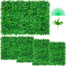 Plantas Hiedra Artificial 61 x 40,6 cm, Plantas Artificiales Decorativas 4 Piezas, Estera de Seto Artificial de Boj con Espesor de 4 cm, Jardín Vertical 100% PE, Plantas Artificiales Colgantes