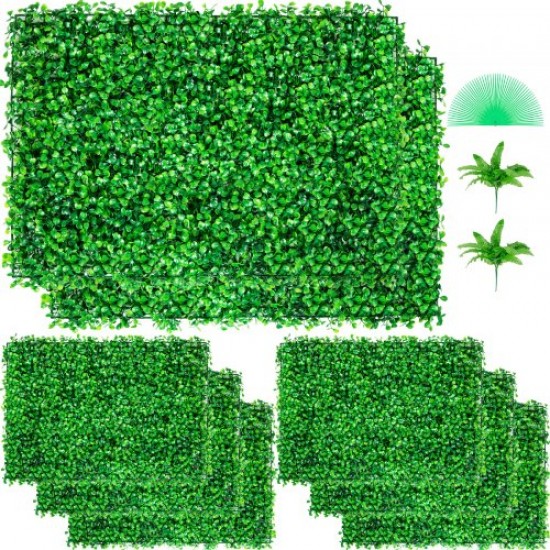 Comprar Plantas Hiedra Artificial 61 x 40,6 cm, Plantas Artificiales Decorativas 8 Piezas, Estera de Seto Artificial de Boj con Espesor de 4 cm, Jardín Vertical 100% PE, Plantas Artificiales Colgantes