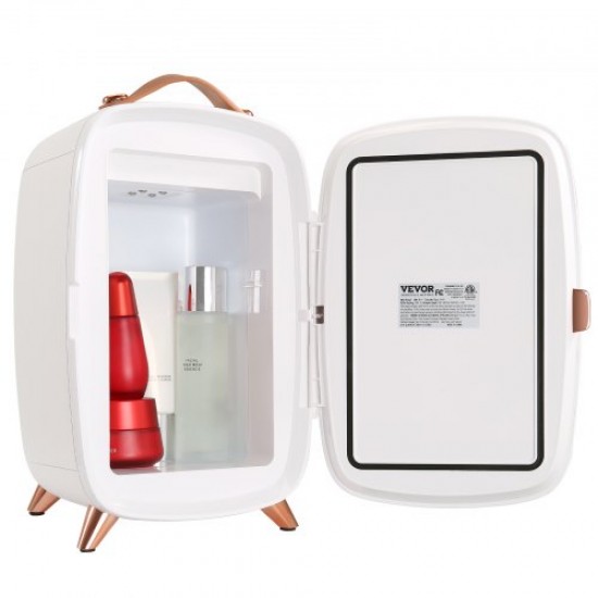 Koop Mini kleine koelkast, cosmetische koelkast van 6 liter, 8 blikjes à 330 ml, draagbare minikoelkast met HD-spiegel en led-lichttemperatuur van 15 °C