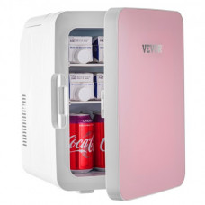 VEVOR Mini Nevera Pequeña Portátil 220V/12V 48W 10L Mini Refrigerador Compacto 26x25x35cm Mini-Frigorífico Portátil Rosa con Función de Frío y Calor para Maquillaje Cuidado la Piel Material ABS Coche