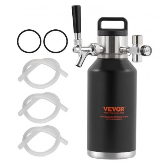 Comprar Mini Barril de Cerveza Portátil 1,89 L Mini Barril Presión Ajustable 0~30 PSI de Acero Inoxidable Sistema de Grifo Aislado a Presión para Mantener Cerveza Carbonatada Fresca para Camping Pícnic