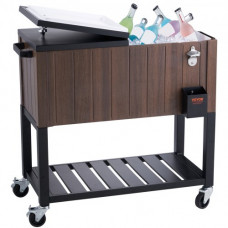 VEVOR Carro Enfriador Rodante para Exteriores de 7,5 L Carro Portátil para Bebidas y Hielo con Ruedas Aislamiento de Larga Duración 890x470x830 mm para Terraza Jardín Patio Fiesta Bar Bebida, Marrón